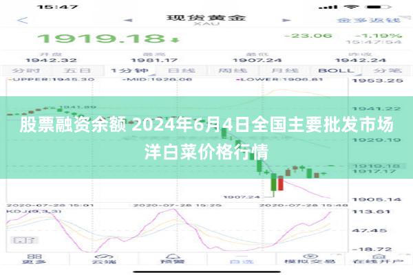 股票融资余额 2024年6月4日全国主要批发市场洋白菜价格行情