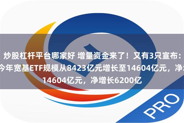 炒股杠杆平台哪家好 增量资金来了！又有3只宣布：圆满结募！今年宽基ETF规模从8423亿元增长至14604亿元，净增长6200亿