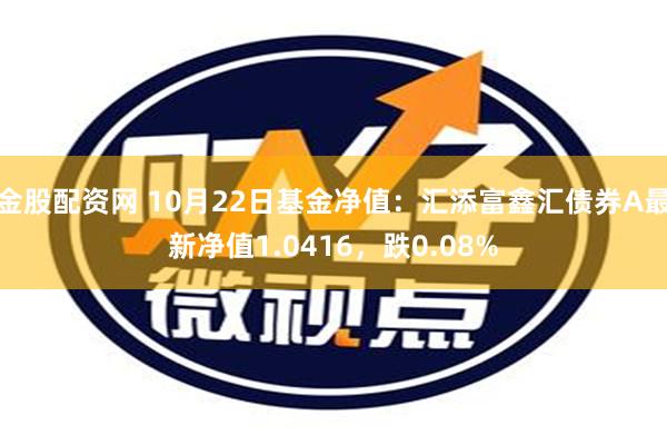 金股配资网 10月22日基金净值：汇添富鑫汇债券A最新净值1.0416，跌0.08%