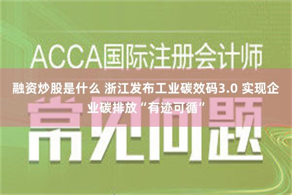 融资炒股是什么 浙江发布工业碳效码3.0 实现企业碳排放“有迹可循”