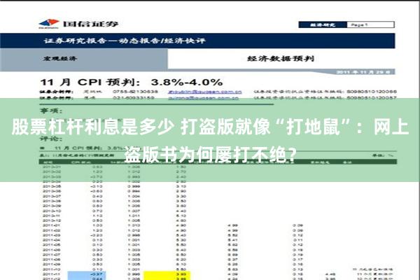 股票杠杆利息是多少 打盗版就像“打地鼠”：网上盗版书为何屡打不绝？