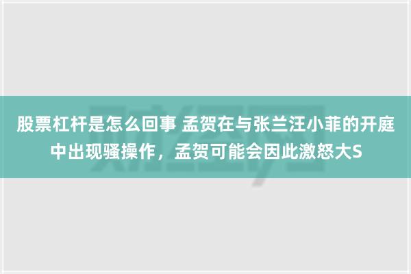 股票杠杆是怎么回事 孟贺在与张兰汪小菲的开庭中出现骚操作，孟贺可能会因此激怒大S